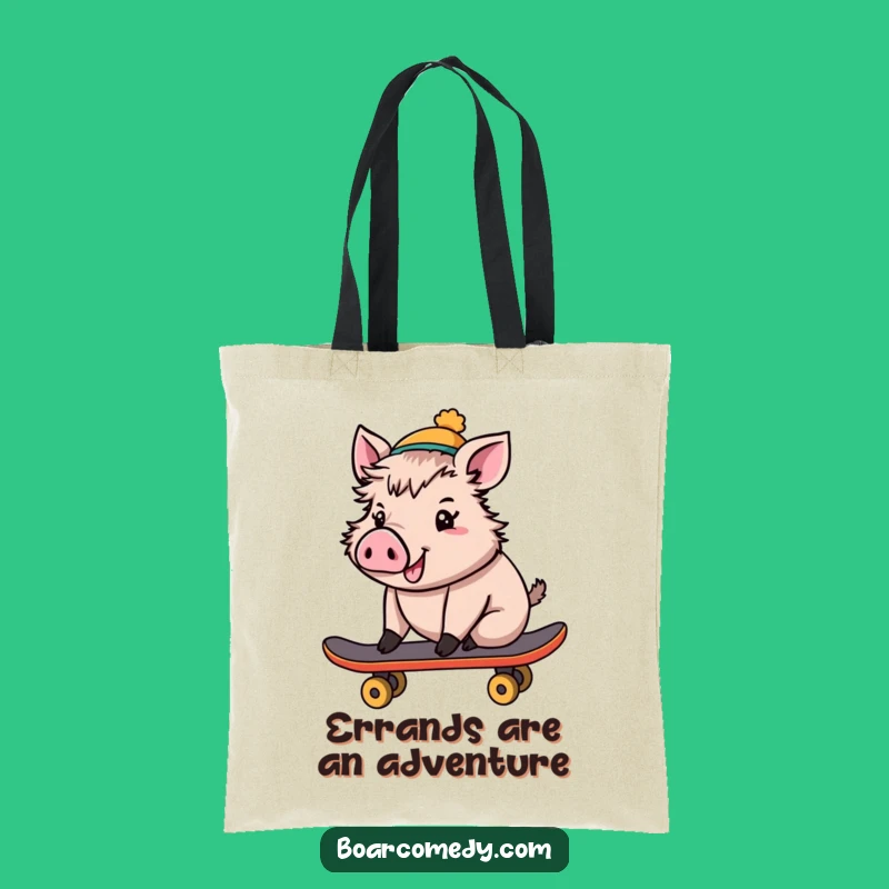 Funny Cheerful Boar Skateboard Tote Bag: Carry Your Gear with Rad Humor
