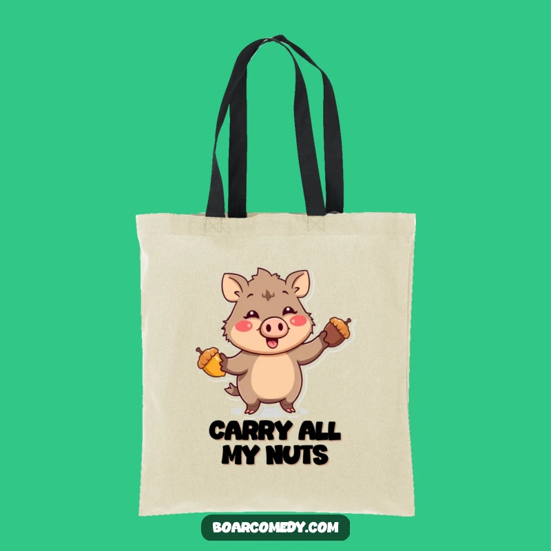 Funny Kawaii Boar Juggling Acorns Tote Bag - Carry Your Laughs in Style!