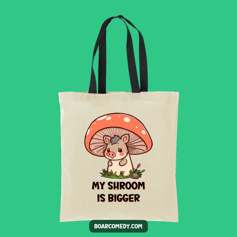 Funny Kawaii Boar Tote Bag: Stylish Peeking Boar & Mushroom, Handy Funny Gift
