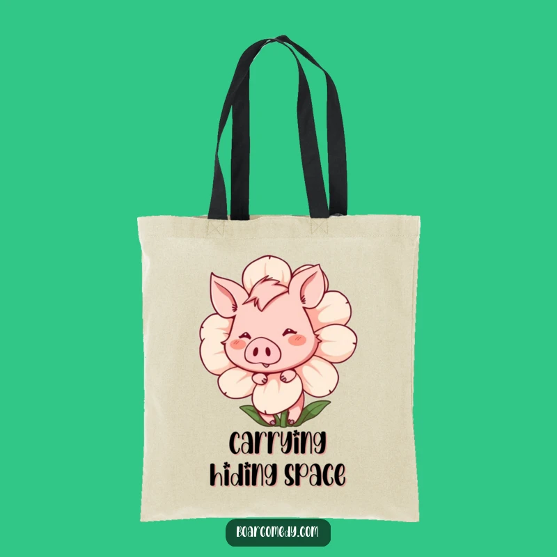 Funny Shy Boar Tote Bag: Carry Your Charm with This Flower Design