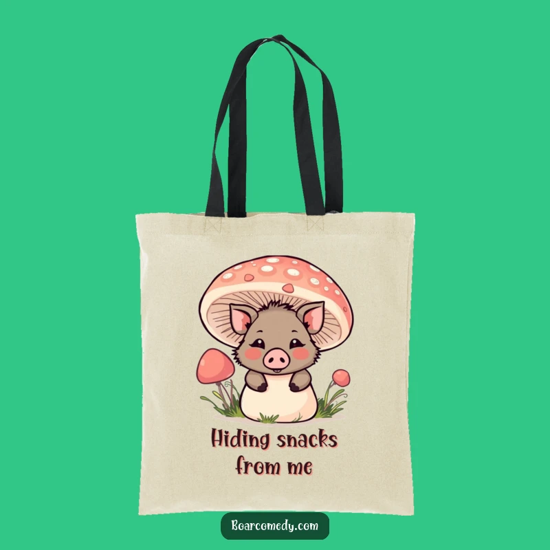 Funny Kawaii Boar Mushroom Tote Bag: Playful Peek Carry-all, Great Funny Gift